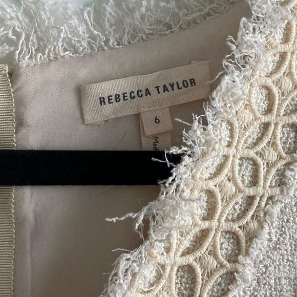 REBECCA TAYLOR Cream Frayed A-line Dress - Picture 4 of 6